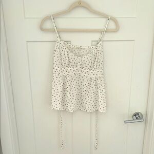 Brand new Brandy Melville White Smocked with floral print Tie back Camisole